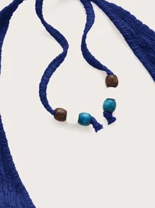 SHEIN ICON Tie Backless Halter Neck Bodycon Dress - Royal Blue - View 4