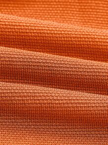 SHEIN ICON Drawstring Front Halter Top & Lettuce Trim Skirt - Orange - View 7