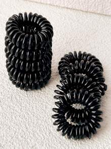 9条简约无痕黑色螺旋发圈，适合女性日常佩戴，可扎马尾辫，也可作发圈、橡皮筋、发绳、弹力发圈、发饰、头饰、健身运动跑步服等。 - 黑色 - 查看 7