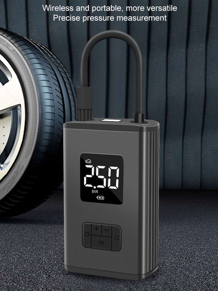 4500mAh Mini Car Air Compressor 140PSI Electric Wireless Portable Tire Inflator Pump for Motorcycle Bicycle Boat AUTO Tyre Balls - Black - View 1