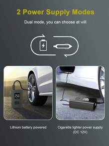 4500mAh Mini Car Air Compressor 140PSI Electric Wireless Portable Tire Inflator Pump for Motorcycle Bicycle Boat AUTO Tyre Balls - Black - View 6