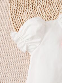 嬰兒泡泡袖前蝴蝶結襯衫和荷葉邊半身裙 - 彩色 - 查看 5