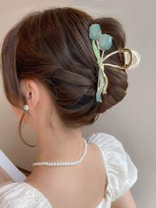 1 Máy Tính Nữ Nhiều Màu Hợp Kim Kẽm Hoa Tulip Vuốt Tóc Có Tua Rua, Phụ Kiện Tóc Thời Trang Làm Quà Tặng Boho - Màu xanh lam - Xem 1