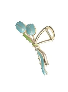 1 Máy Tính Nữ Nhiều Màu Hợp Kim Kẽm Hoa Tulip Vuốt Tóc Có Tua Rua, Phụ Kiện Tóc Thời Trang Làm Quà Tặng Boho - Màu xanh lam - Xem 2