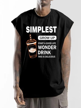 Manfinity 男士標語圖案背心上衣