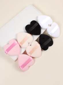 4 Esponjas de maquillaje en forma de corazón, hechas de terciopelo súper suave, diseñadas para contorno, ojos y esquinas, envase para mezclar base de maquillaje. Adecuado para todo tipo de pieles - Multicolor - Ver 4