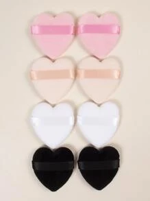 4 Esponjas de maquillaje en forma de corazón, hechas de terciopelo súper suave, diseñadas para contorno, ojos y esquinas, envase para mezclar base de maquillaje. Adecuado para todo tipo de pieles - Multicolor - Ver 7