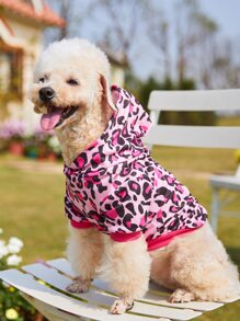 PETSIN 1pc Leopard Print Pet Hoodie For Cat And Dog For Cold Season