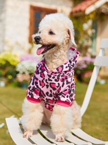PETSIN 1pc Leopard Print Pet Hoodie For Cat And Dog For Cold Season