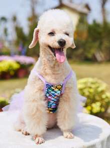 PETSIN 1pc Fish Scale Print Pet Dress For Cat And Dog For Summer