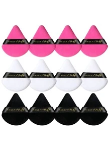 MAGEFY 12 Piezas/paquete Almohadilla De Polvo De Cojín De Aire Seco De Terciopelo En Forma De Triángulo Con Caja, Herramienta De Belleza Suave Y Amigable Con La Piel - Multicolor - Ver 4
