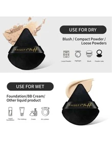 MAGEFY 12 Piezas/paquete Almohadilla De Polvo De Cojín De Aire Seco De Terciopelo En Forma De Triángulo Con Caja, Herramienta De Belleza Suave Y Amigable Con La Piel - Multicolor - Ver 5