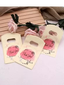 45pcs/set PE Gift Bag, Modern Heart & Slogan Graphic Gift Packaging Bag For Party