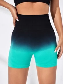 Yoga Trendy 漸變圖案寬腰帶運動短褲 - 彩色 - 查看 5