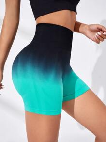 Yoga Trendy 漸變圖案寬腰帶運動短褲 - 彩色 - 查看 7
