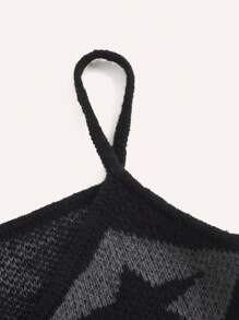 ROMWE Grunge Punk 星星圖案針織吊帶上衣 - 彩色 - 查看 3