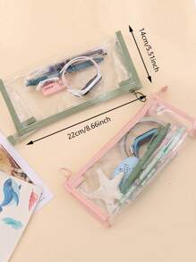 1 Túi Đựng Văn Phòng Phẩm Chắc Chắn Trong Suốt, Túi Đựng Bút Di Động Đơn Giản Dành Cho Học Sinh, Văn Phòng Tổ Chức Văn Phòng Phẩm - Màu vàng - Xem 2