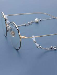 Faux Pearl Decor Glasses Chain - Silver - View 4