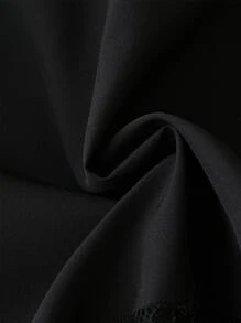 SHEIN Holidaya Váy Plus Size Tương phản ren màu trơn Giải trí - màu đen - Xem 4