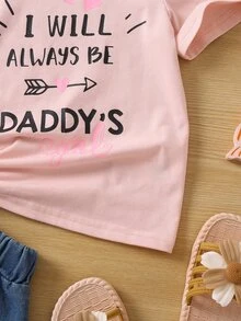 Toddler Girls Slogan & Heart Print Tee - Pink - View 5