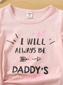 Toddler Girls Slogan & Heart Print Tee - Pink - View 6