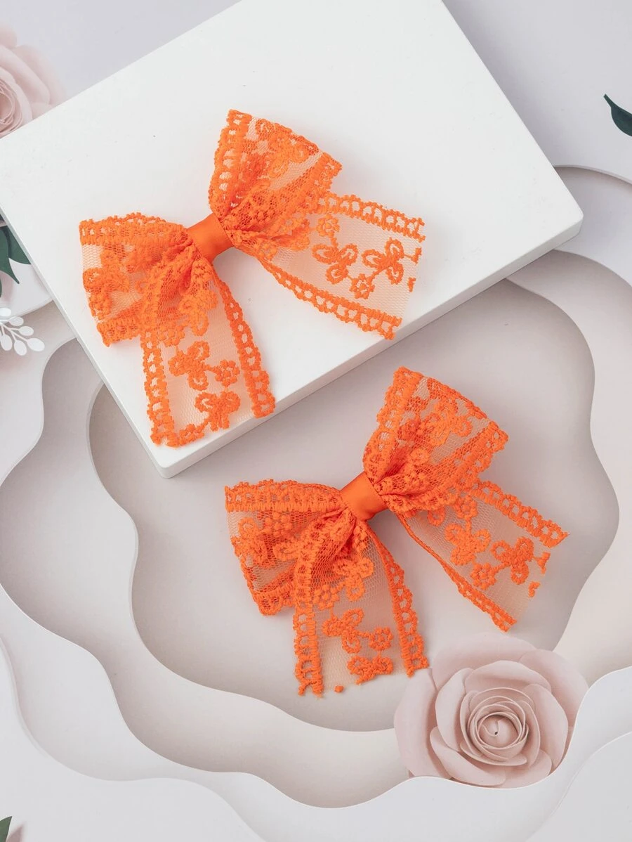 2pcs Toddler Girls Bow Decor Casual Hair Clip