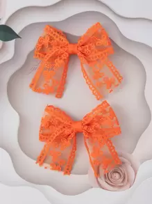 2pcs Toddler Girls Bow Decor Casual Hair Clip