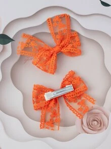 2pcs Toddler Girls Bow Decor Casual Hair Clip