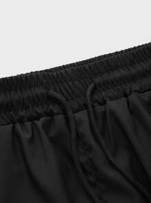 Manfinity Running Quần short nam họa tiết dây rút eo thể thao Quần short tập gym - màu đen - Xem 4