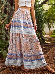 S BETRO Falda con estampado floral bajo con fruncido - Multicolor - Ver 4