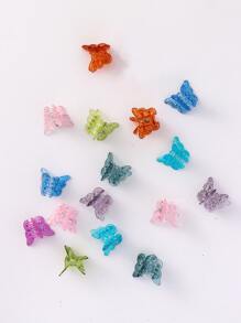 16入組小女童蝴蝶裝飾髮爪