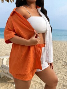 SHEIN Clasi de dos tonos Camisa & Shorts - Multicolor - Ver 7