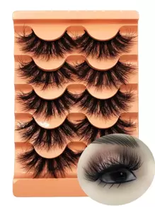 5pairs Volumized False Eyelashes - Black - View 1