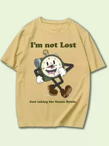 Matt Tam Guys Slogan Cartoon Graphic Tee - Apricot - View 1