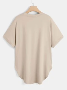 SHEIN LUNE Plus Dip Hem Pocket Tee - Apricot - View 2