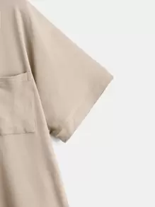 SHEIN LUNE Plus Dip Hem Pocket Tee - Apricot - View 4