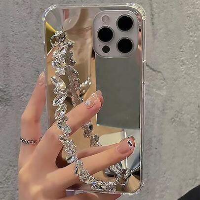 Luxury Mirror Fashion Phone Case Elegant Mirror Bracelet Phone Case Compatible With IPhone 11, 11 Pro, 12 Pro Max, 12, 13, 13 Pro, 14 Plus, 14 Pro Max, 15 Pro, 15 Plus, 15 Pro Max, 16, 16 Pro, 16 Plus, 16 Pro Max, 17, 17 Pro, 17 Air, 17 Pro Max Spring Birthday Gift