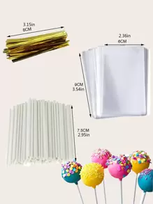 100 قطعة أكياس حلوى الشامبو و100 قطعة عصا و100 قطعة رابط لف، أكياس بلاستيكية بسيطة لتغليف الحلوى والشوكولاتة مناسبة للخبز والمدرسة ولوازم الأطعمة والصناديق الغذائية مناسبة للحلوى والشوكولاتة والبسكويت وغيرها