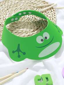 1pc EVA Shower Cap, Cartoon Cute Kids Frog Design Shampoo Cap For Bathroom - Green - View 1
