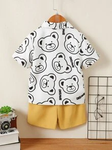 SHEIN 小男童卡通圖案襯衫和短褲不帶T恤 - 彩色 - 查看 2