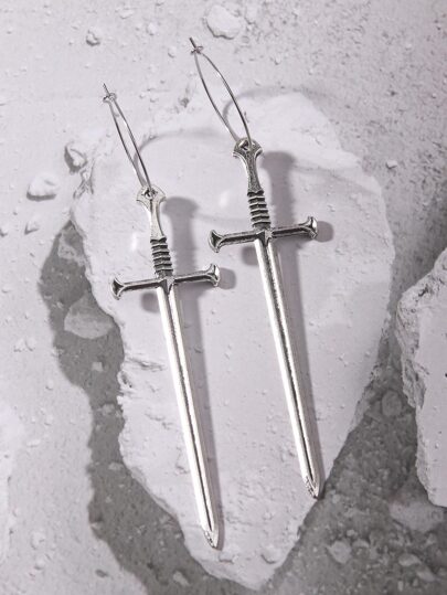 Goth 1pair Fashion Sword Drop Earrings For Women For Daily Decoration