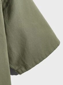 Manfinity VCAY Men Flap Pocket Button Front Denim Shirt Without Tee - Army Green - View 3