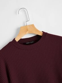 SHEIN LUNE Vestido tejido unicolor de hombros caídos - Granate - Ver 4