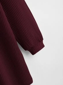 SHEIN LUNE Vestido tejido unicolor de hombros caídos - Granate - Ver 5