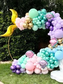 134入組/套乳膠氣球花環美人魚主題氣球拱門適用於嬰兒送禮會生日派對婚禮裝飾 - 彩色 - 查看 1