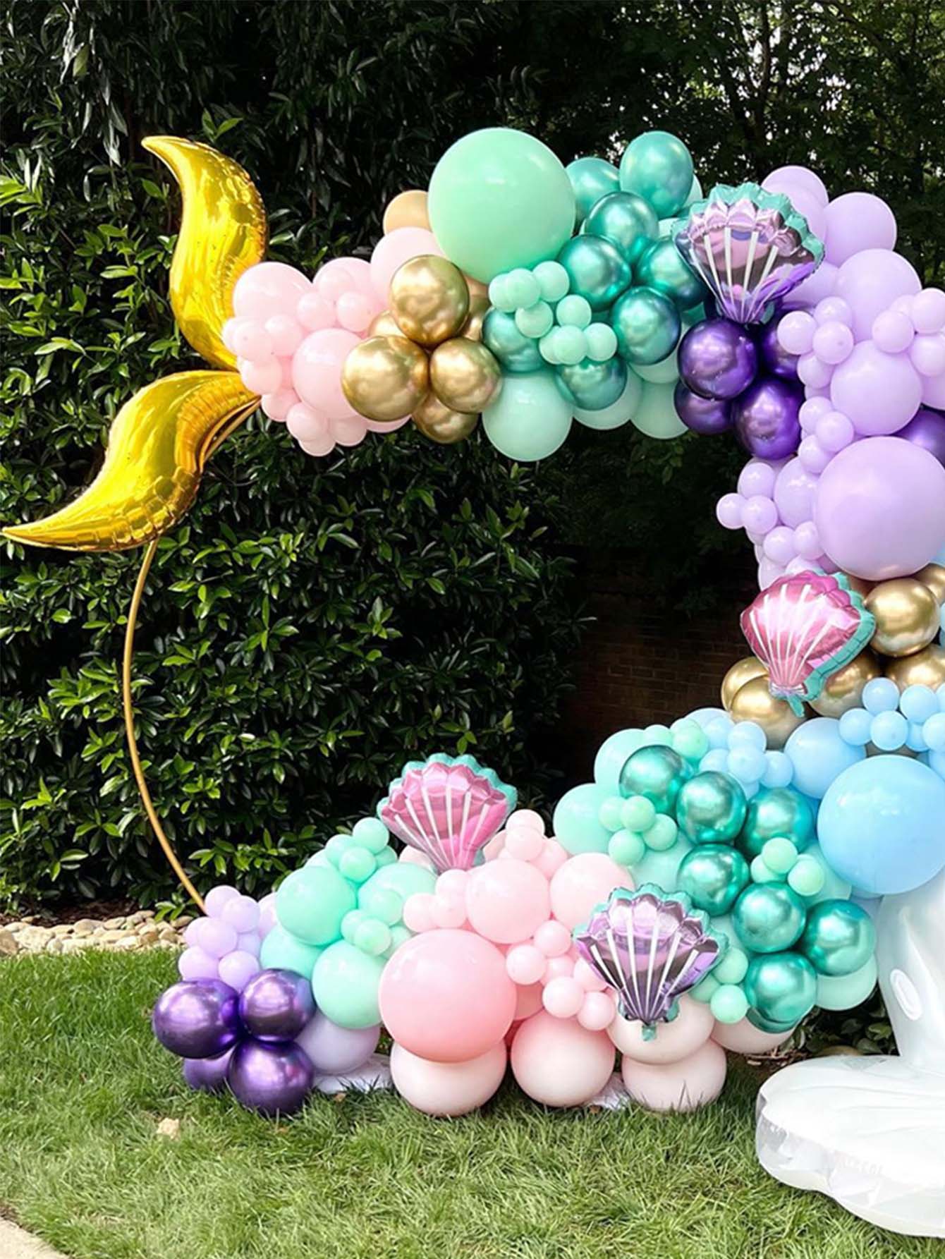134入組/套乳膠氣球花環美人魚主題氣球拱門適用於嬰兒送禮會生日派對婚禮裝飾 - 彩色 - 查看 1