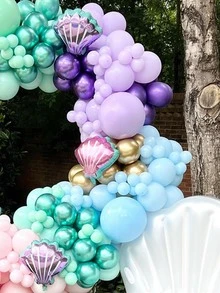 134入組/套乳膠氣球花環美人魚主題氣球拱門適用於嬰兒送禮會生日派對婚禮裝飾 - 彩色 - 查看 2