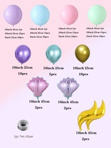 134入組/套乳膠氣球花環美人魚主題氣球拱門適用於嬰兒送禮會生日派對婚禮裝飾 - 彩色 - 查看 3