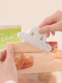 5 piezas/set Clip de sellado de alimentos de plástico, Clip de sellado minimalista para alimentos para cocina - Blanco - Ver 1