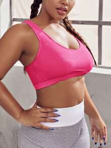 Gameset SHEIN Sport Plus Criss Cross Back Sports Bra - Hot Pink - View 5